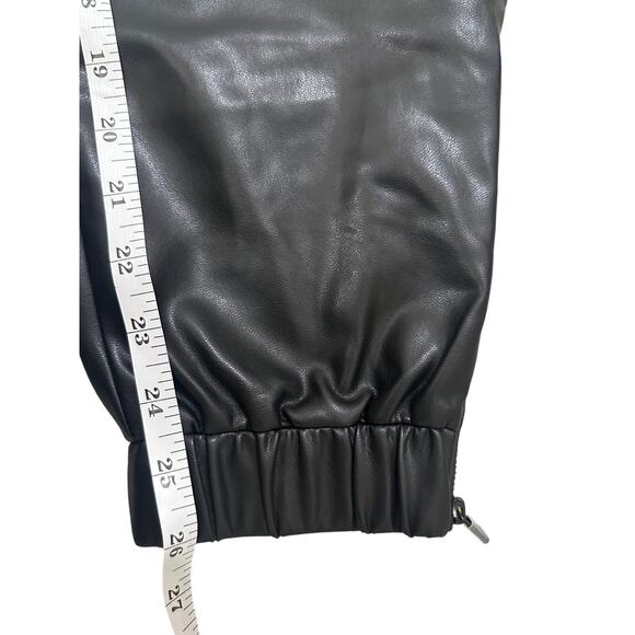NWT David Lerner Soft Vegan Leather Relaxed Fit Black Blake Ankle Zip Joggers, S - Picture 10 of 11